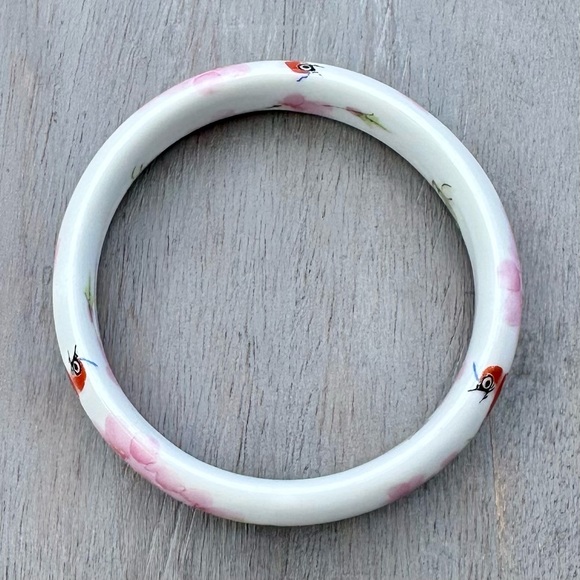 Bird & Cherry Blossom Ceramic Bangle - Picture 4 of 8